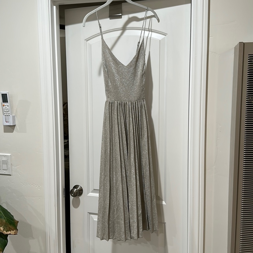 Anthro‎ elevenses silver glitter midi dress nwt size 12